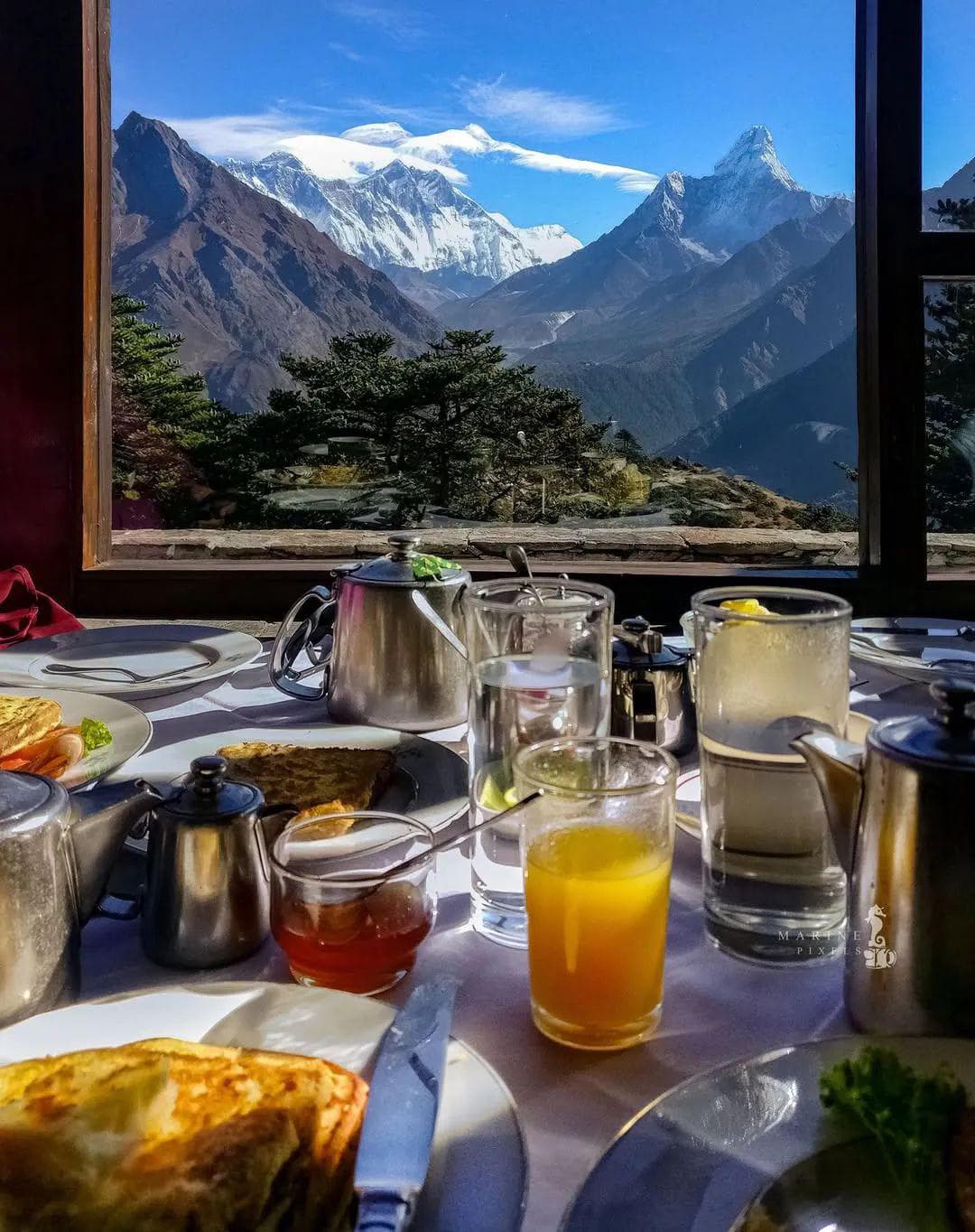 Breakfast at Everest View Hotel  Namche