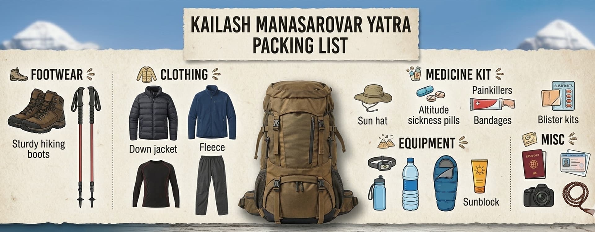 Packing List for Kailash Manasarovar Yatra